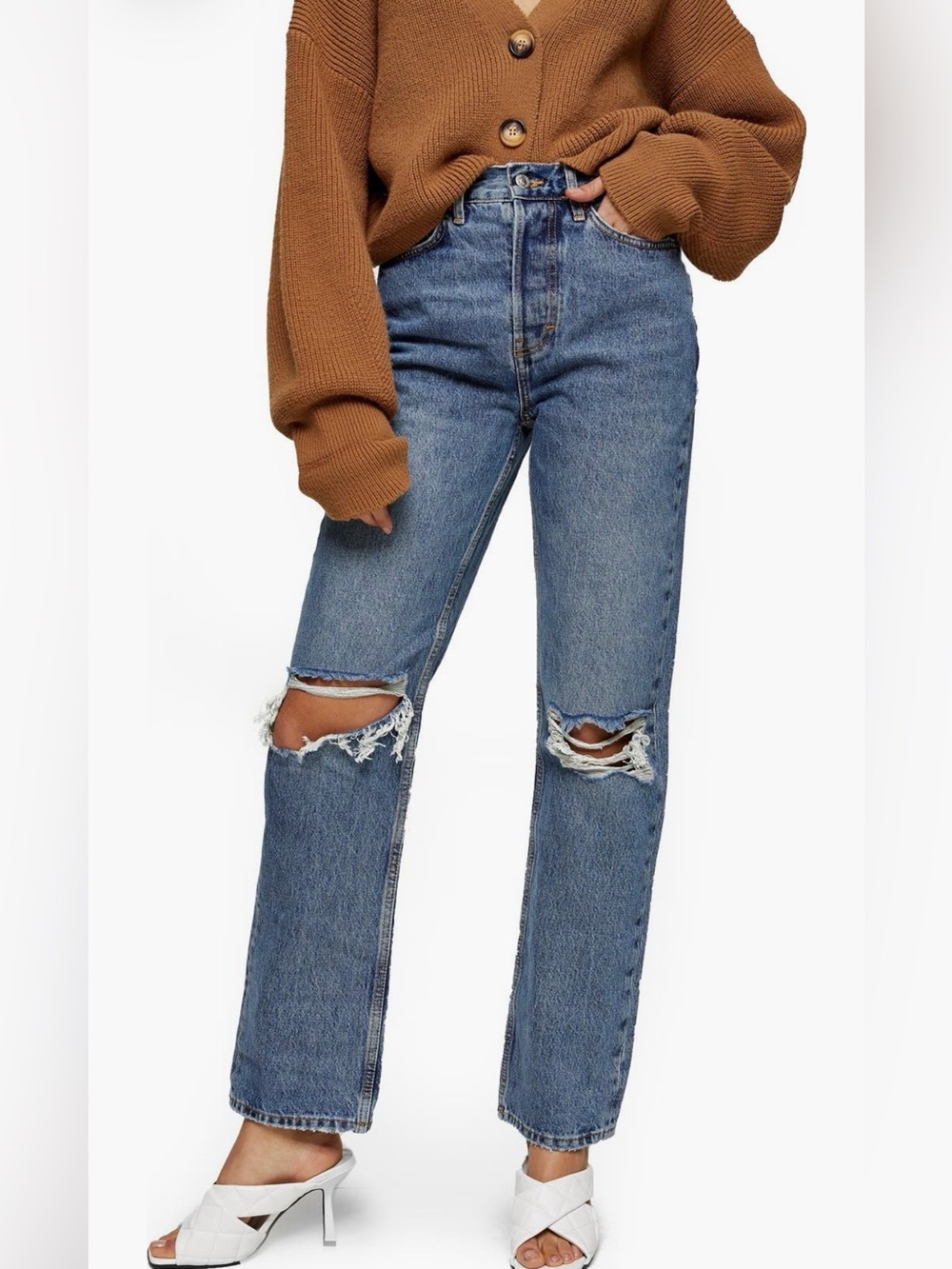 NWT Topshop Ripped Dad Jean - W30L30/UK12/EU40/US8